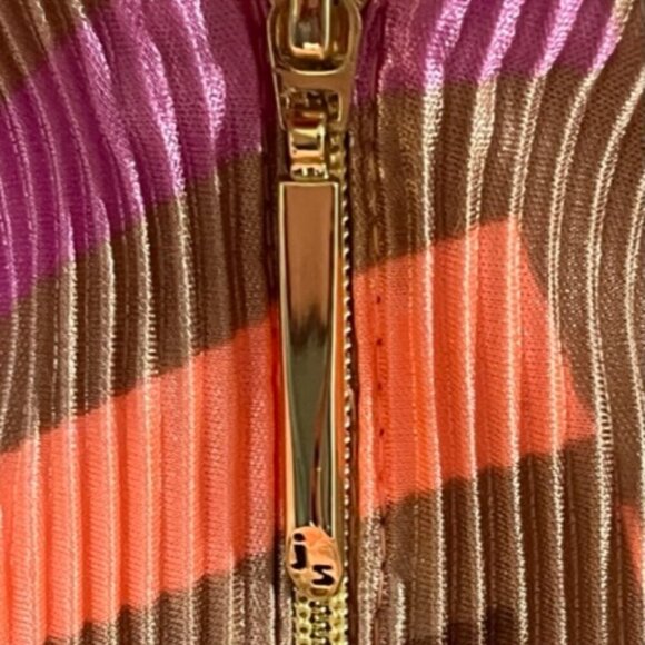 JAMIE SADOCK Women's Orange Multicolor Abstract Crinkle Golf Top 1/4 Zip Sm EUC - Picture 3 of 14